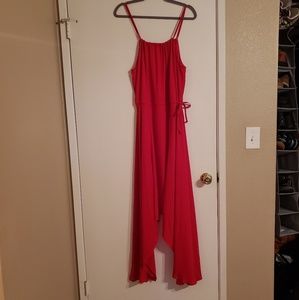 Express red asymmetrical maxi dress XS